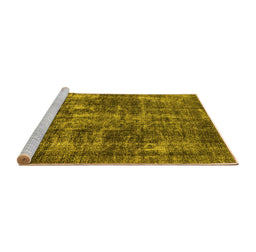 Sideview of Machine Washable Oriental Yellow Industrial Rug, wshurb1814yw