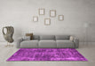 Machine Washable Oriental Pink Industrial Rug in a Living Room, wshurb1814pnk