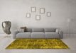 Machine Washable Oriental Yellow Industrial Rug in a Living Room, wshurb1814yw