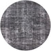 Round Machine Washable Industrial Modern Gray Rug, wshurb1814