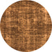 Round Machine Washable Oriental Orange Industrial Area Rugs, wshurb1814org