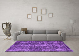 Machine Washable Oriental Purple Industrial Area Rugs in a Living Room, wshurb1814pur