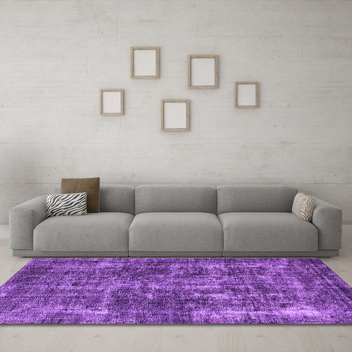 Machine Washable Oriental Purple Industrial Area Rugs in a Living Room, wshurb1814pur