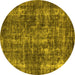 Round Oriental Yellow Industrial Rug, urb1814yw