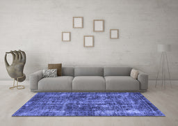 Machine Washable Oriental Blue Industrial Rug in a Living Room, wshurb1814blu
