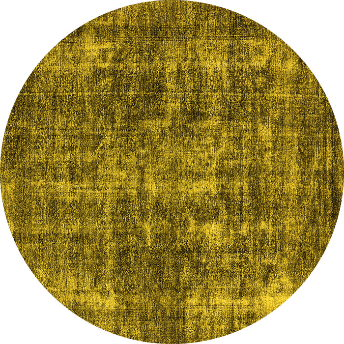 Round Machine Washable Oriental Yellow Industrial Rug, wshurb1814yw