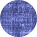 Round Oriental Blue Industrial Rug, urb1814blu