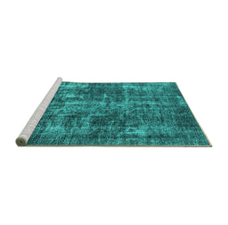 Sideview of Machine Washable Oriental Turquoise Industrial Area Rugs, wshurb1814turq