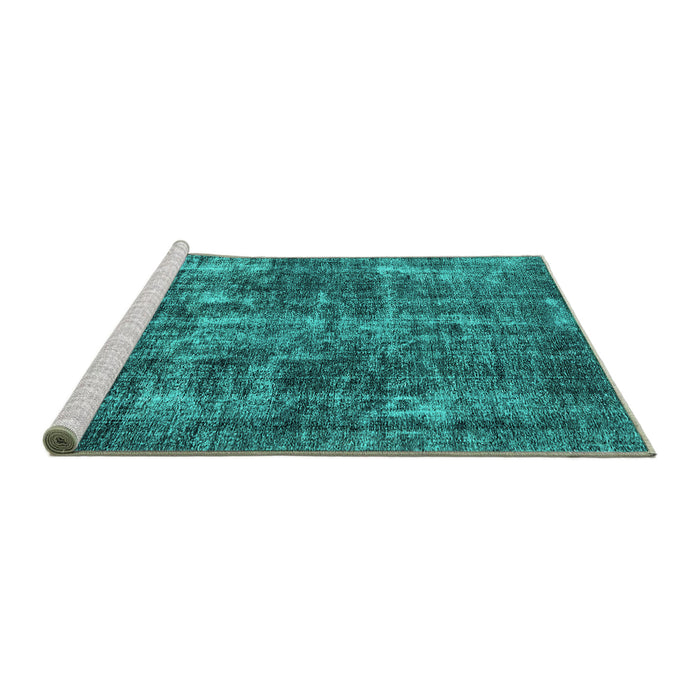 Sideview of Machine Washable Oriental Turquoise Industrial Area Rugs, wshurb1814turq