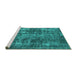 Sideview of Machine Washable Oriental Turquoise Industrial Area Rugs, wshurb1814turq