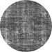 Round Machine Washable Oriental Gray Industrial Rug, wshurb1814gry