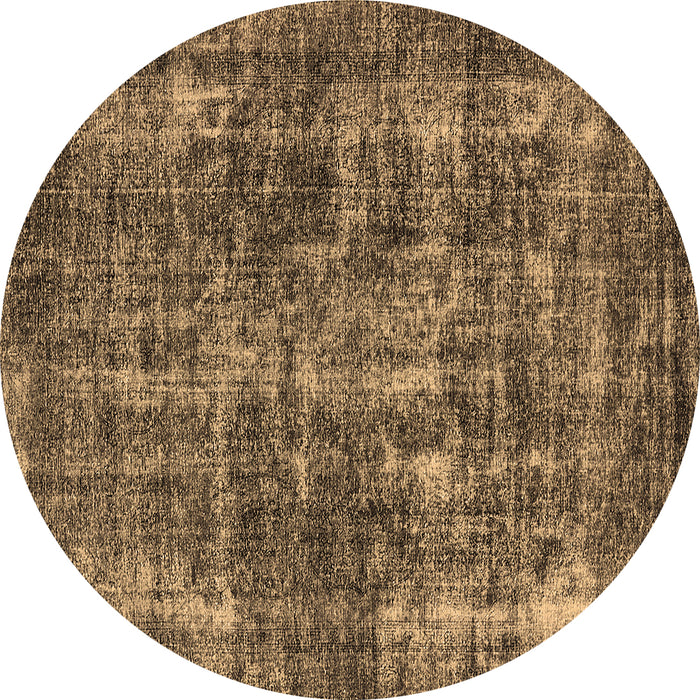 Round Machine Washable Oriental Brown Industrial Rug, wshurb1814brn