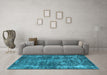 Machine Washable Oriental Light Blue Industrial Rug in a Living Room, wshurb1814lblu