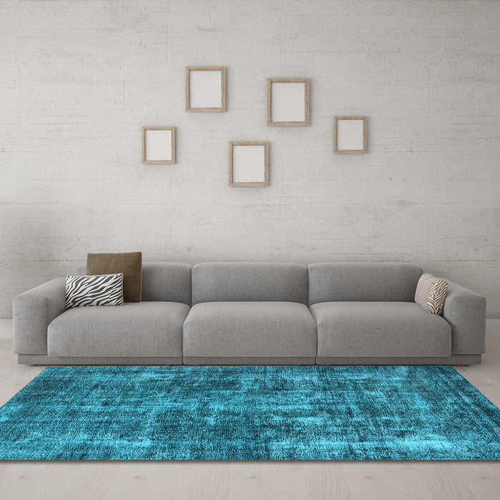 Machine Washable Oriental Light Blue Industrial Rug in a Living Room, wshurb1814lblu