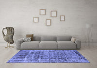 Machine Washable Oriental Blue Industrial Rug, wshurb1815blu