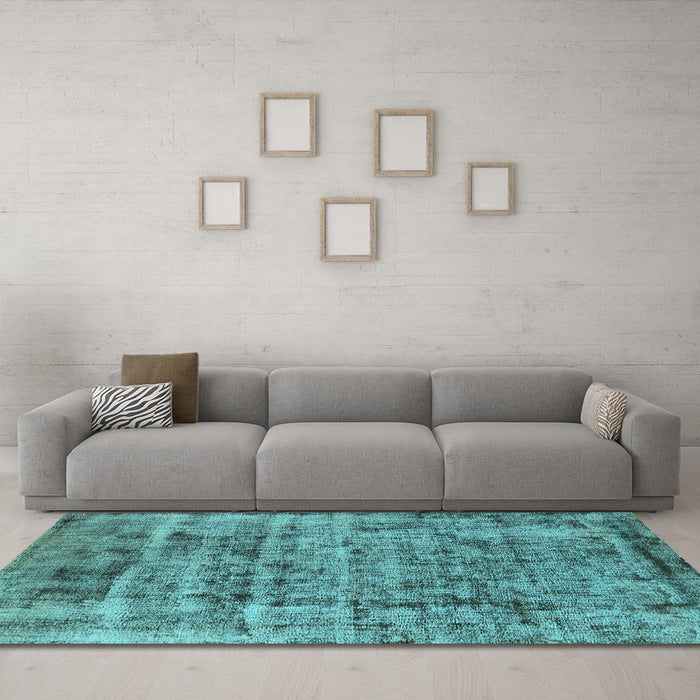 Machine Washable Oriental Light Blue Industrial Rug in a Living Room, wshurb1815lblu