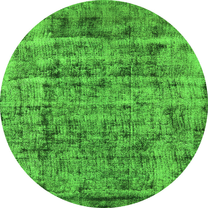 Round Machine Washable Oriental Green Industrial Area Rugs, wshurb1815grn