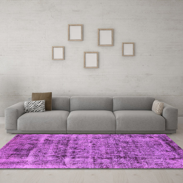 Machine Washable Oriental Purple Industrial Area Rugs in a Living Room, wshurb1815pur