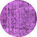 Round Oriental Purple Industrial Rug, urb1815pur