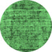 Round Oriental Emerald Green Industrial Rug, urb1815emgrn