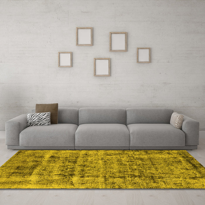 Machine Washable Oriental Yellow Industrial Rug in a Living Room, wshurb1815yw