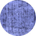 Round Oriental Blue Industrial Rug, urb1815blu