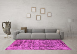 Machine Washable Oriental Pink Industrial Rug in a Living Room, wshurb1815pnk