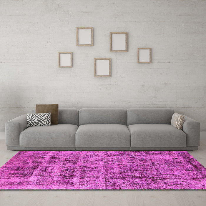 Machine Washable Oriental Pink Industrial Rug in a Living Room, wshurb1815pnk