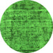 Round Oriental Green Industrial Rug, urb1815grn