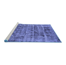 Sideview of Machine Washable Oriental Blue Industrial Rug, wshurb1815blu