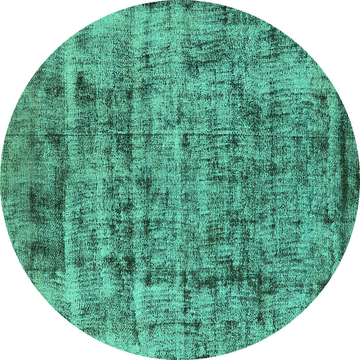 Round Oriental Turquoise Industrial Rug, urb1815turq