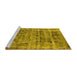 Sideview of Machine Washable Oriental Yellow Industrial Rug, wshurb1815yw