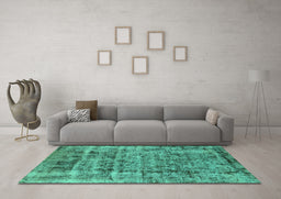 Machine Washable Oriental Turquoise Industrial Area Rugs in a Living Room,, wshurb1815turq