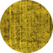 Round Oriental Yellow Industrial Rug, urb1815yw