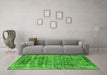 Machine Washable Oriental Green Industrial Area Rugs in a Living Room,, wshurb1815grn