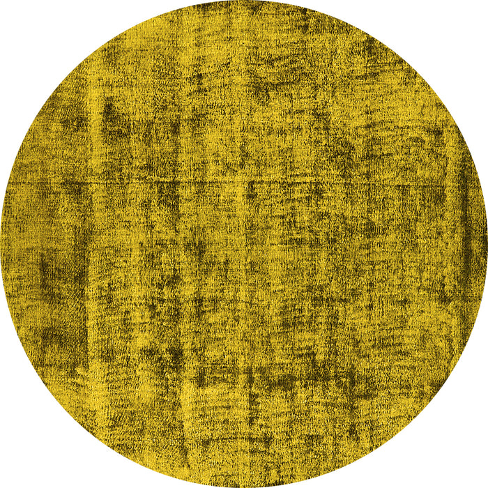 Round Machine Washable Oriental Yellow Industrial Rug, wshurb1815yw