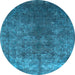 Round Oriental Light Blue Industrial Rug, urb1816lblu