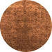 Round Machine Washable Oriental Orange Industrial Area Rugs, wshurb1816org