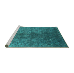 Sideview of Machine Washable Oriental Turquoise Industrial Area Rugs, wshurb1816turq