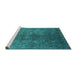 Sideview of Machine Washable Oriental Turquoise Industrial Area Rugs, wshurb1816turq