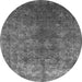 Round Oriental Gray Industrial Rug, urb1816gry