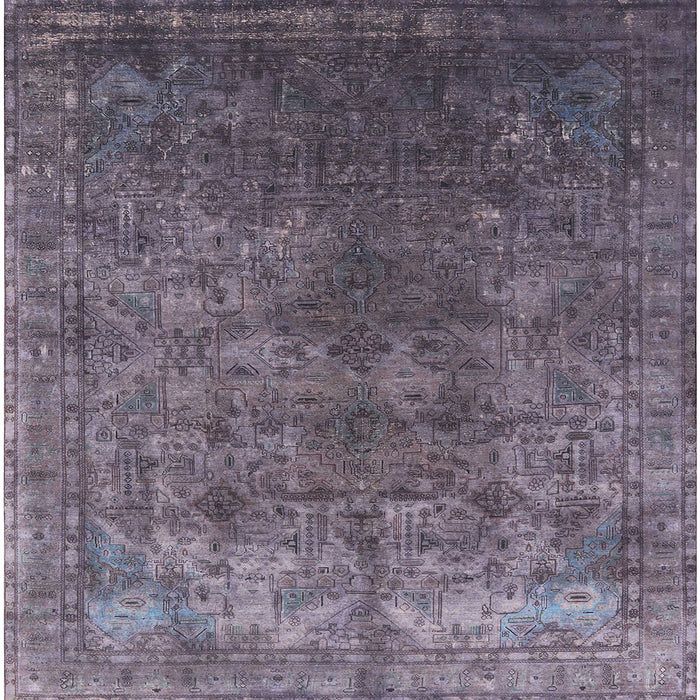 Square Mid-Century Modern Plum Purple Oriental Rug, urb1816