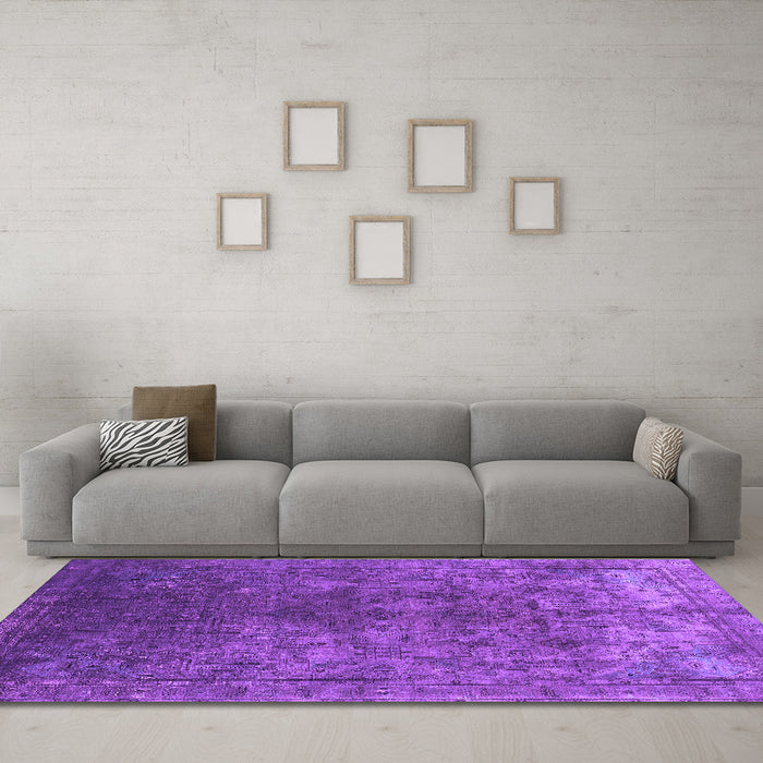 Machine Washable Oriental Purple Industrial Area Rugs in a Living Room, wshurb1816pur