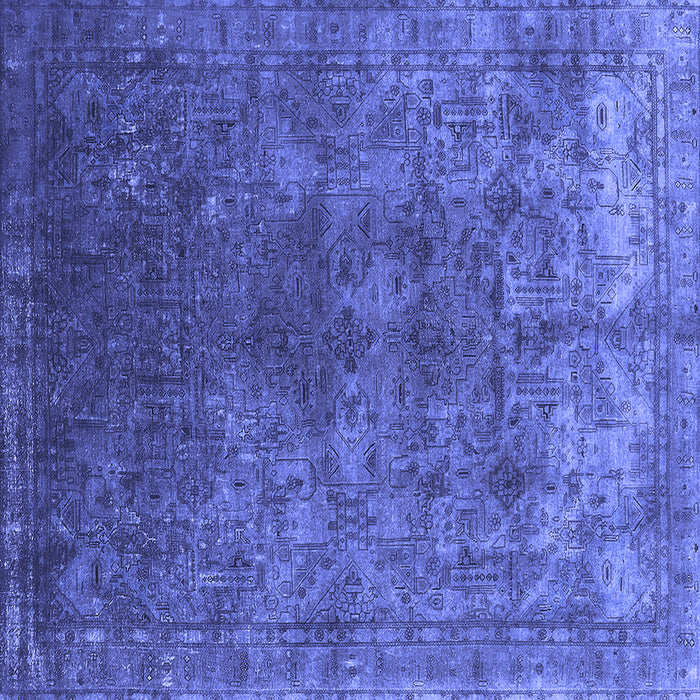 Square Machine Washable Oriental Blue Industrial Rug, wshurb1816blu
