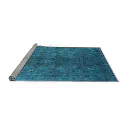 Sideview of Machine Washable Oriental Light Blue Industrial Rug, wshurb1816lblu