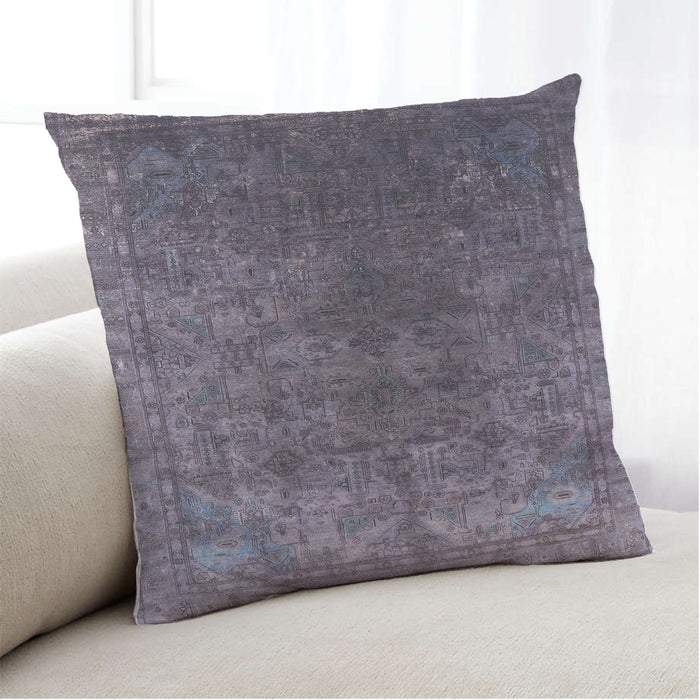 Lifestyle Image of Mid-Century Modern Urban Square Plum Purple Throw Pillow, 18 inch by 18 inch, pwurb1816