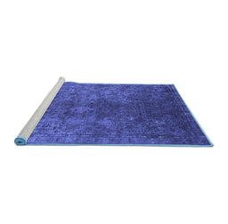 Sideview of Machine Washable Oriental Blue Industrial Rug, wshurb1816blu