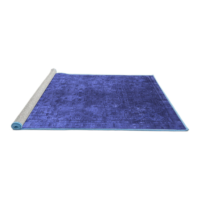 Sideview of Machine Washable Oriental Blue Industrial Rug, wshurb1816blu