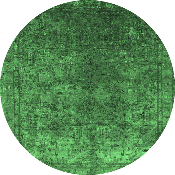 Round Oriental Emerald Green Industrial Rug, urb1816emgrn