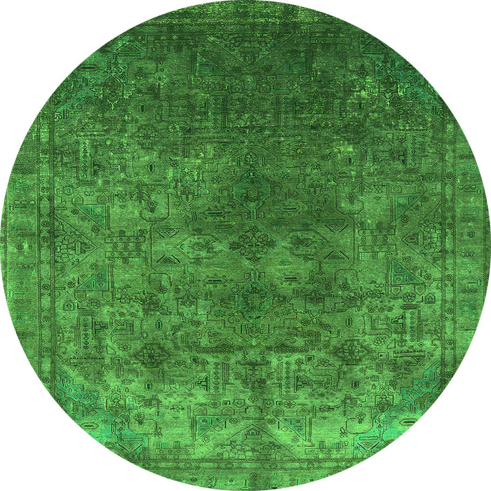 Round Oriental Green Industrial Rug, urb1816grn
